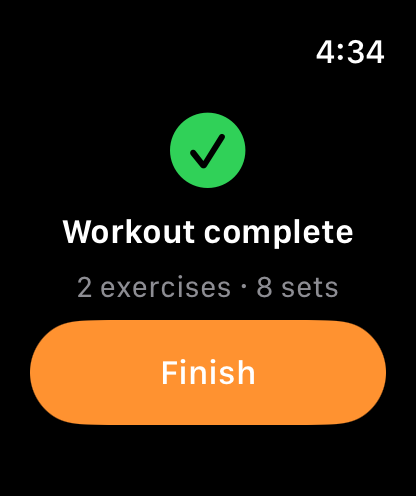 Workout complete on Apple Watch